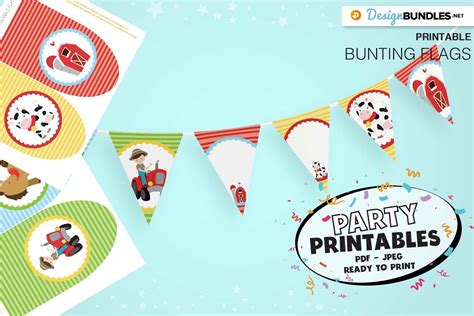 Printable Farm animals bunting flags - Printable Party