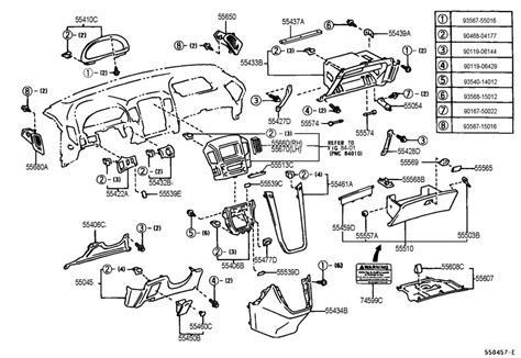 1992 TOYOTA COROLLA Pin. Hinge. Box. GLOVE. GLOVE BOX & LOWER TRIM ...