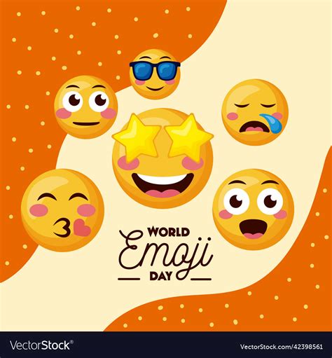 World emoji day lettering poster Royalty Free Vector Image