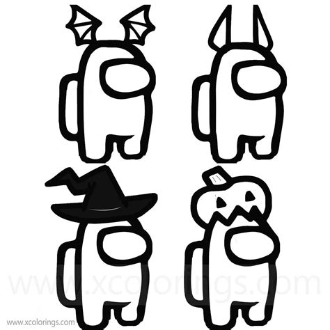 Among Us Coloring Pages Halloween Costumes SKins Hats. | Coloring pages, Cute easy drawings ...