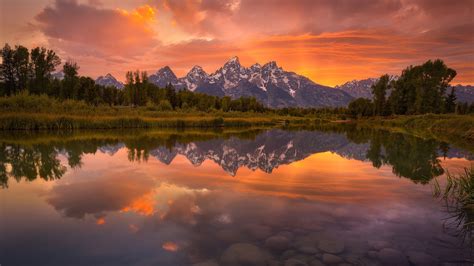 Wallpaper : sunlight, trees, landscape, mountains, sunset, lake, water, nature, reflection ...