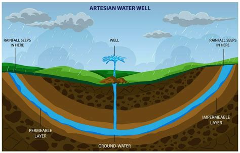 An artesian well taps into a confined aquifer, providing water without pumping 23588221 Vector ...