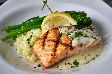 Grilled Scottish Salmon* - Dinner - High Tide Seafood Bar & Grill ...