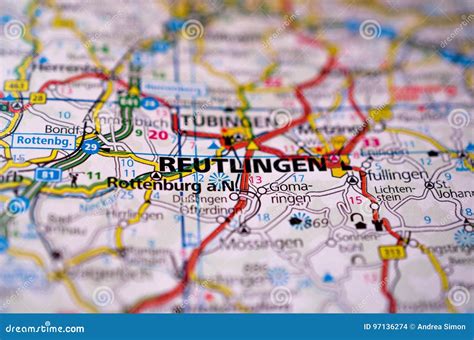 Reutlingen on map stock photo. Image of attraction, industry - 97136274