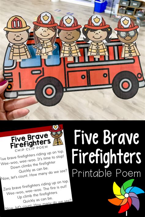 Five Brave Firefighters - Community Helper poem | Fire safety preschool ...