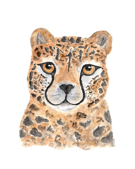 original watercolor cheetah painting nursery wall art