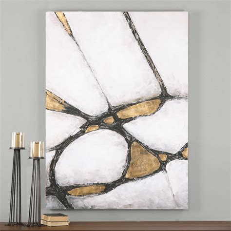 Abstract in Gold and Black Hand Painted Canvas | Uttermost