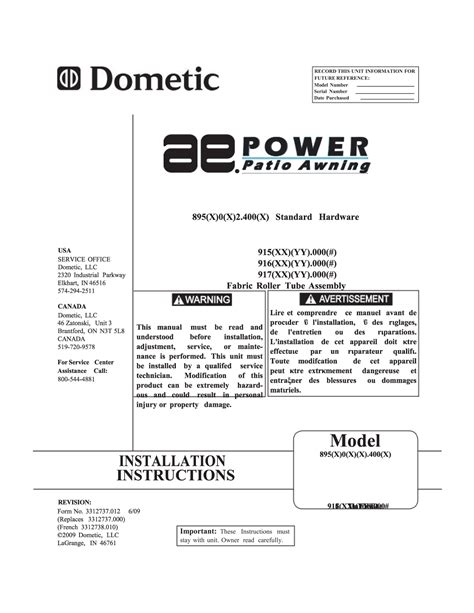 Dometic 9100 Power Awning Wiring Diagram Pdf - Wiring Diagram