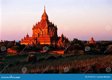 Bagan at Sunset, Myanmar. stock photo. Image of famous - 4710712