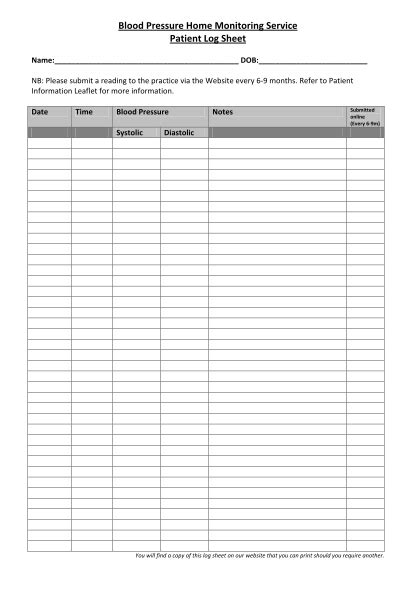 22 Blood Pressure Log - Free to Edit, Download & Print | CocoDoc