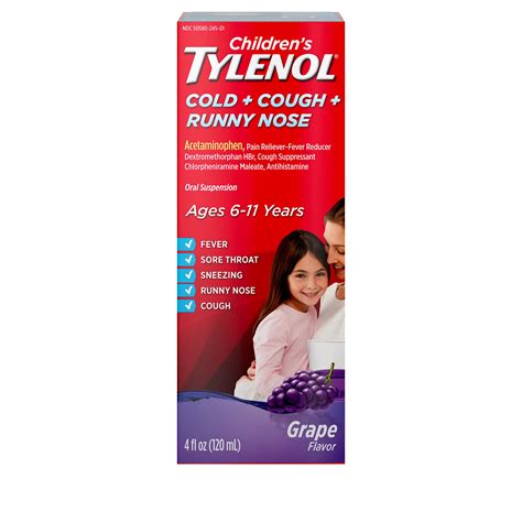 Tylenol Childrens Cold + Cough + Runny Nose Relief Liquid ...