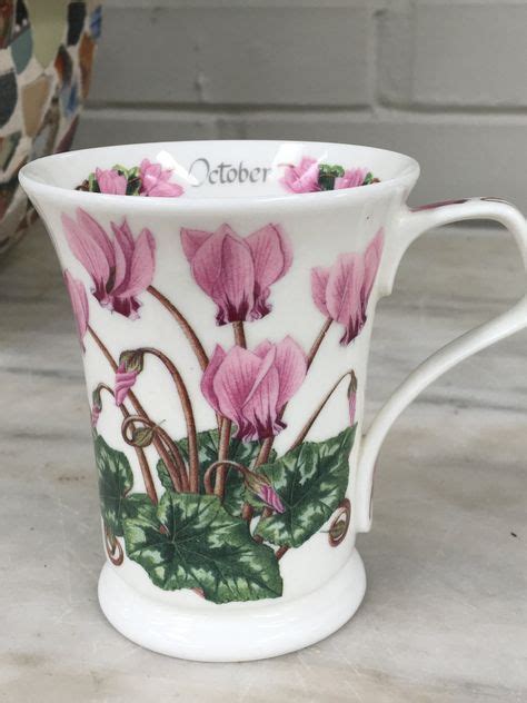 vintage Dunoon Flower of the Month mug, Cyclamen October, Kathy Pickles ...