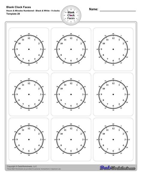 Blank Clock Worksheet To Print Activity Shelter, 45% OFF