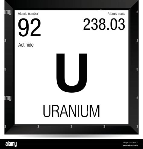 Uranium symbol. Element number 92 of the Periodic Table of the Elements - Chemistry - Black ...