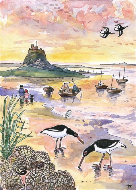 Lindisfarne Castle by Sarah Farooqi | Fine art card, Original watercolors, Art