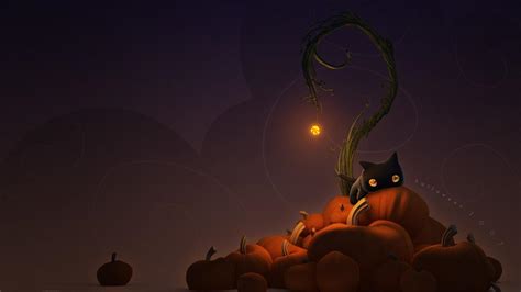 Kawaii Black Cat Halloween Wallpapers - Wallpaper Cave