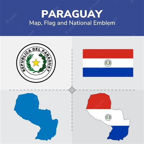 Premium Vector | Paraguay Map, Flag and National Emblem