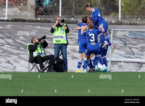 Players of GNK Dinamo Zagreb celebrate after svoring a goal during the ...