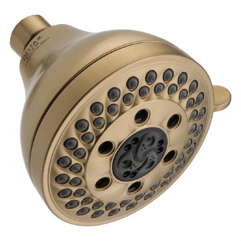 Delta 5-Spray 4.19 in. Fixed Showerhead with H2Okinetic in Champagne Bronze-52637-CZ18-PK - The ...