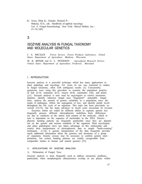 (PDF) The use of isozyme analysis in fungal taxonomy and genetics