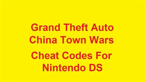 Gta chinatown wars cheats codes - egseomjseo