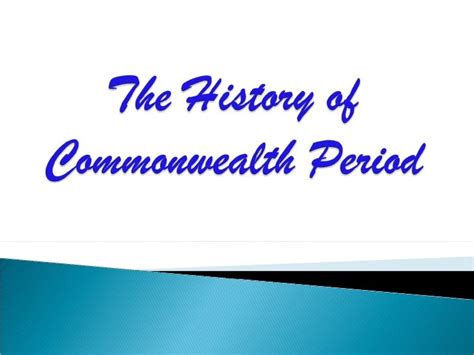 The history of commonwealth period