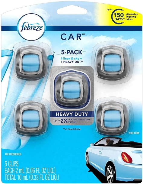 Amazon.com: Febreze Car Air Freshener, Set of 5 Clips, Linen & Skyup to ...