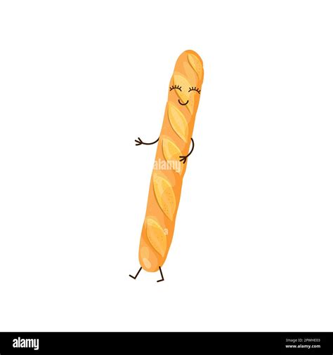 Cute bread baguette cartoon character vector illustration Stock Vector Image & Art - Alamy