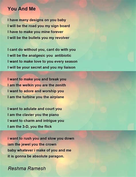 You And Me - You And Me Poem by Reshma Ramesh