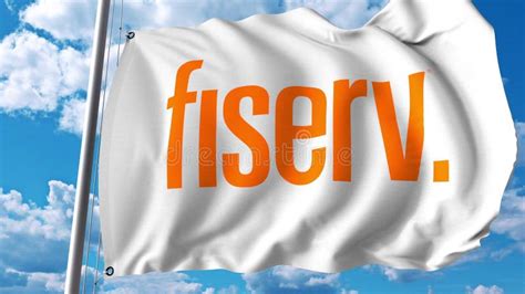 Waving Flag with Fiserv Logo. Editoial 3D Rendering Editorial Stock ...