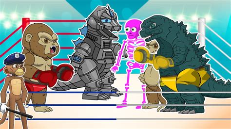 EVOLUTION of GODZILLA vs KING KONG : Team Skeleton bones, Baby Monkey Classic Cartoon ...