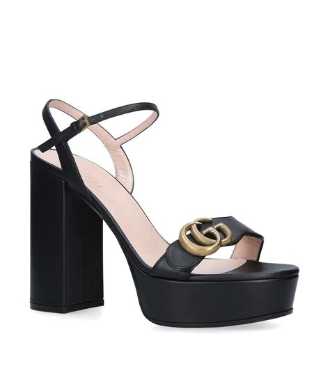 Gucci Marmont Platform Sandals 85 in Black - Lyst