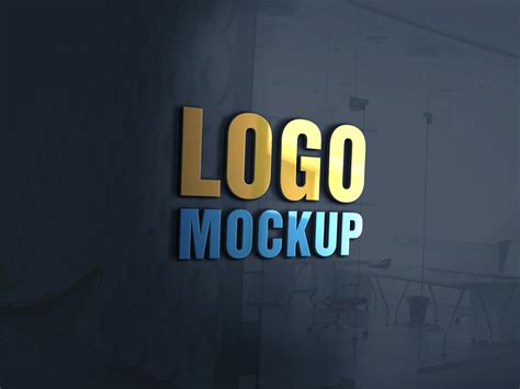 3D Glass Window Logo MockUp PSD :: Behance