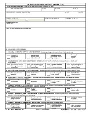 ENLISTED PERFORMANCE REPORT (AB Thru TSGT) - Fill and Sign Printable Template Online