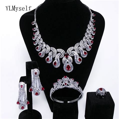 Aliexpress.com : Buy Limited quantity sale Luxury party jewellery sets Red crystal Necklace ...