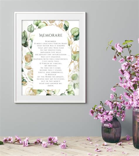 Memorare Prayer to Virgin Mary Printable, Memorare to the Blessed ...