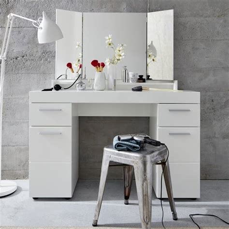 Amanda Dressing Table In White High Gloss With Mirror | Furniture in Fashion