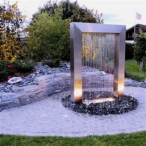 Rectangular fountain with light modern garden sculpture decor DZM 357