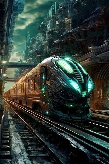 Premium AI Image | Futuristic railway wallpaper