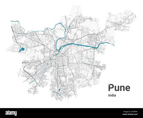 Pune map. Detailed map of Pune city administrative area. Cityscape panorama. Royalty free vector ...