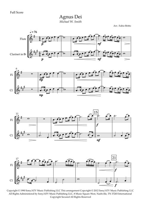 Agnus Dei (arr. Fabio Britto) by Michael W. Smith Sheet Music for ...