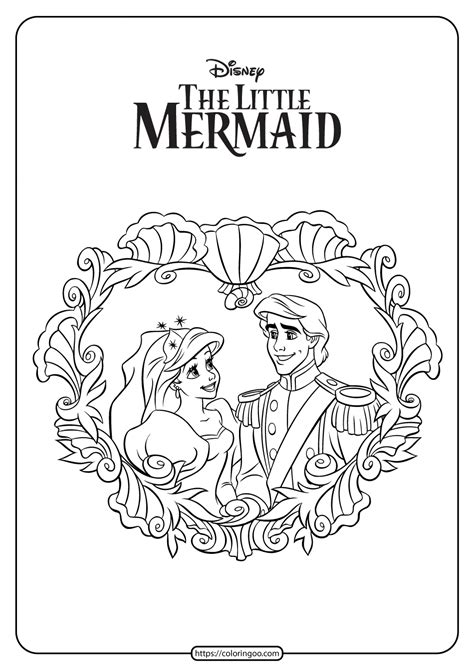 Prince Eric and Ariel Wedding Coloring Pages