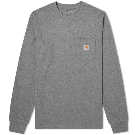 Carhartt WIP Long Sleeve Pocket Tee Dark Grey Heather | END.