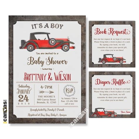 Vintage Car Baby Shower Invitations Classic Car Baby Shower | Etsy