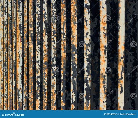 Flaking Paint on Rusty Metal Fence, Perspective View Stock Photo - Image of wall, surface: 60146592