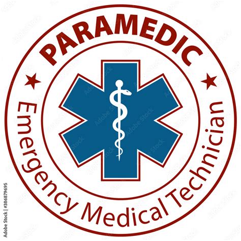 Paramedic Emergency Medical Technician text and Star of Life EMT symbol ...