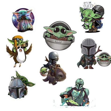 Prints Digital Prints Art & Collectibles Baby Yoda Stickers Star Wars Stickers Grogu Mandalorian ...