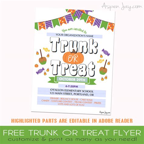 FREE Trunk or Treat Flyer Template - Aspen Jay