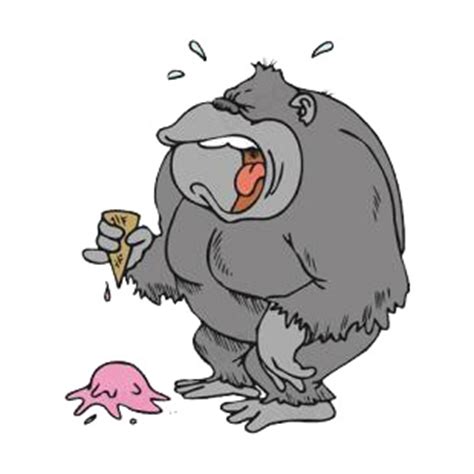 Gorilla crying over dropped ice cream monkeys decals, decal sticker #5294