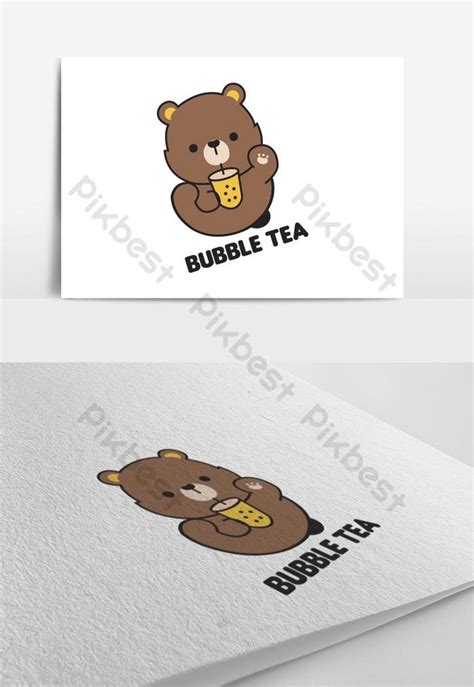 Bubble Tea Bear Cartoon Logo Illustration | AI Free Download - Pikbest